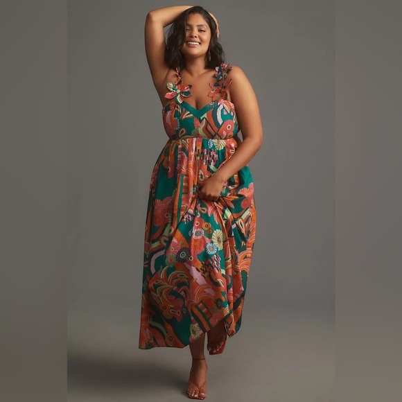 Farm Rio x Anthropologie Pleated Palm Midi Dress - Picture 5 of 10